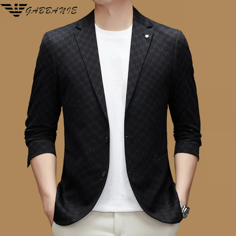 意大利专柜男士商务西装外套高档时尚春秋季潮流韩版中年西服正装