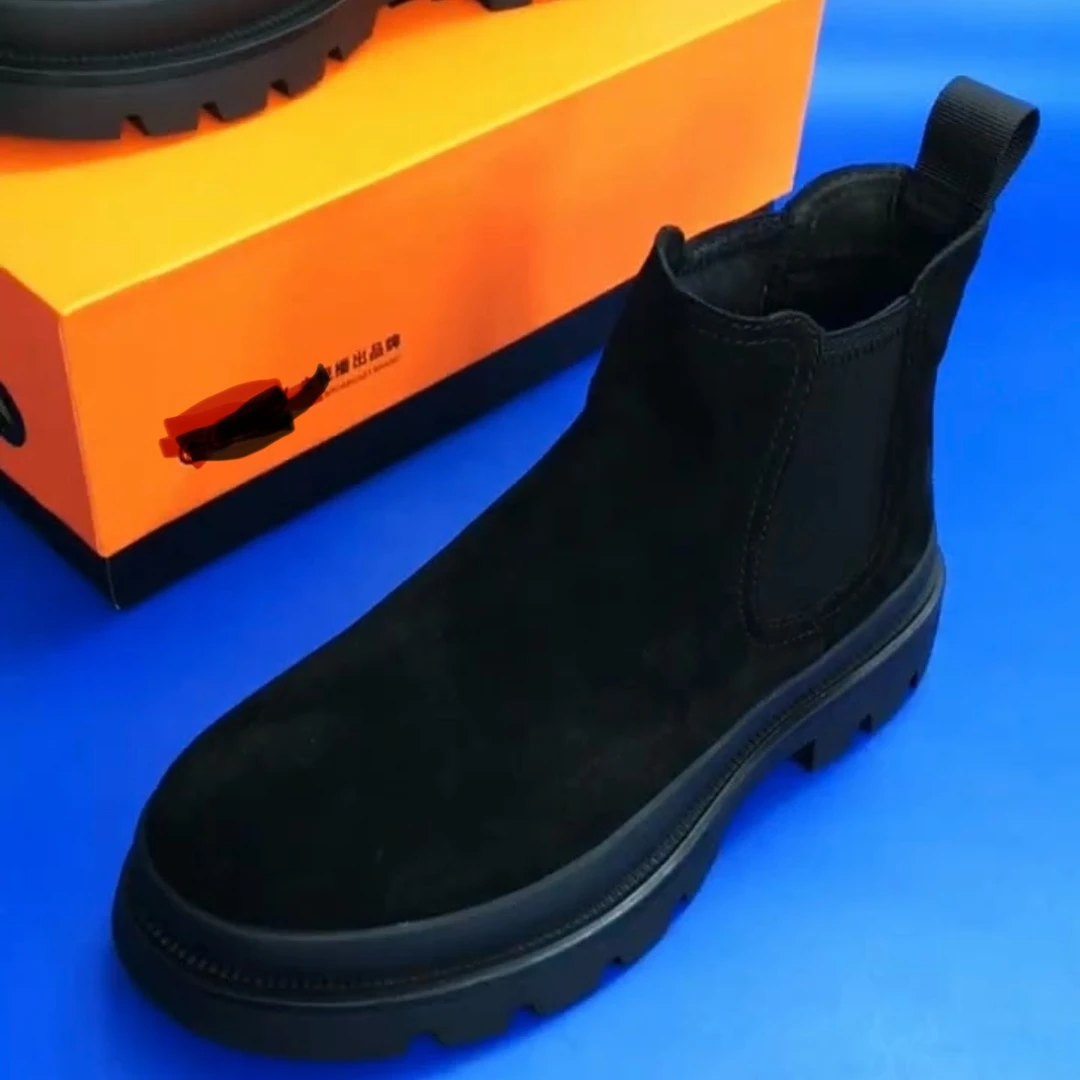 男人帮头层牛皮休闲新款高帮加绒男士黑色磨砂皮鞋透气韩版休闲男