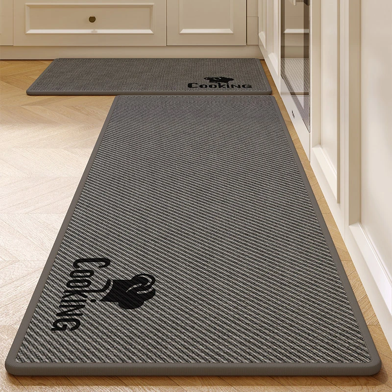 亚麻编织厨房地垫防滑防油长条地毯卧室家用门垫吸水吸油脚垫耐脏