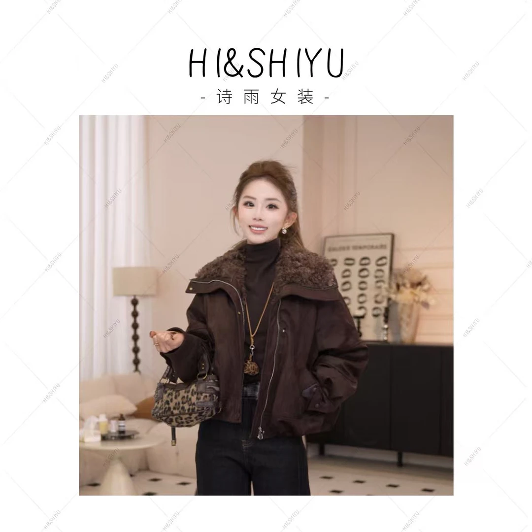 2025冬季大翻领慵懒复古感保暖显瘦短款羽绒服6677