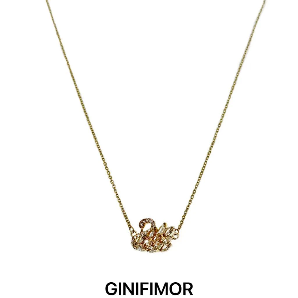 GINIFIMOR 铜合金项链 a788 微镶锆石天鹅项链百搭气质高级锁骨链