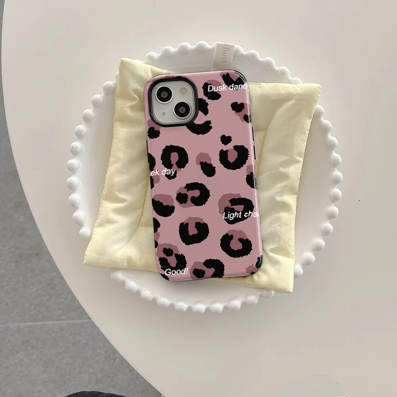 个性豹纹适用苹果16promax手机套iphone15菲林14二合一防摔可爱女
