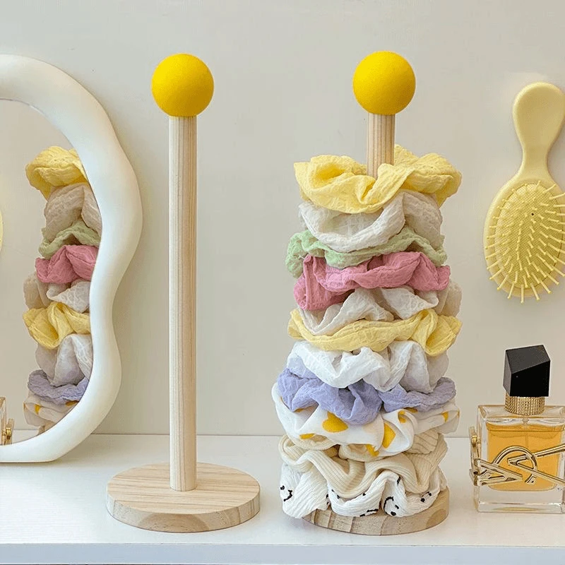 大肠发圈收纳神器头绳橡皮筋鲨鱼夹头花发饰置物架原木展示架C60