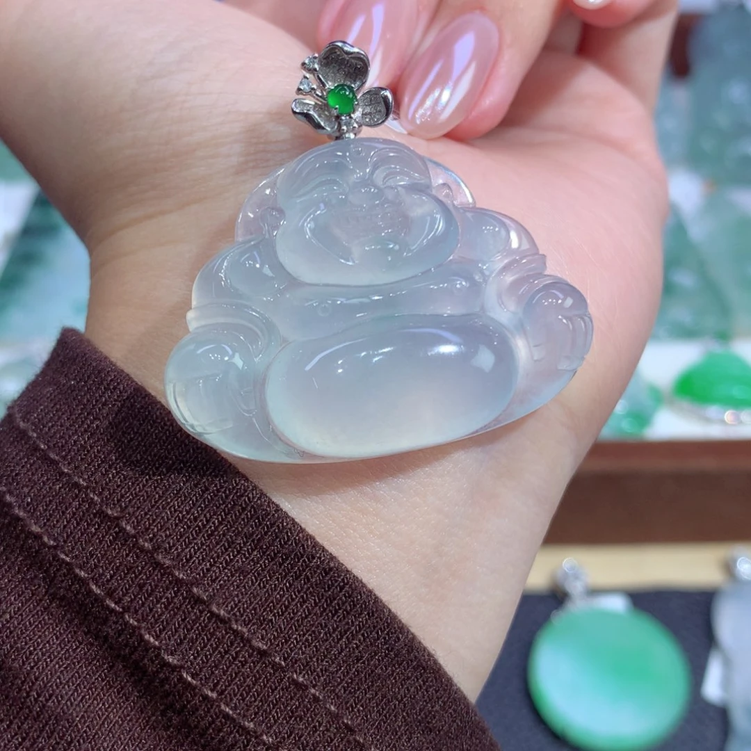 吊坠(不含链)18K金镶嵌翡翠