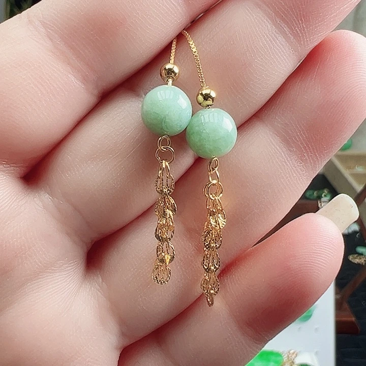 翡翠耳饰银S925镶嵌耳饰