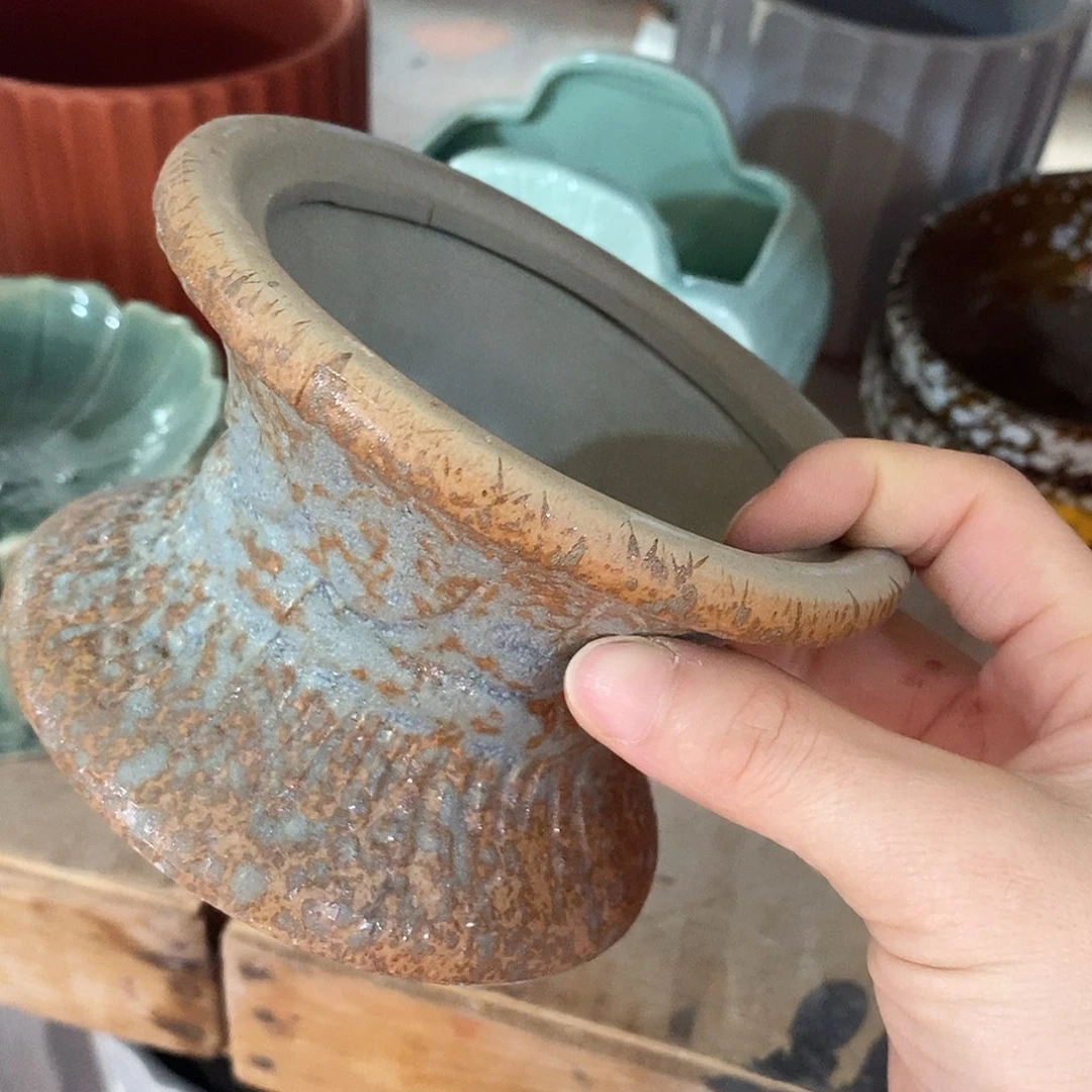 陶杯子陶盆有孔 瑕疵介意勿拍