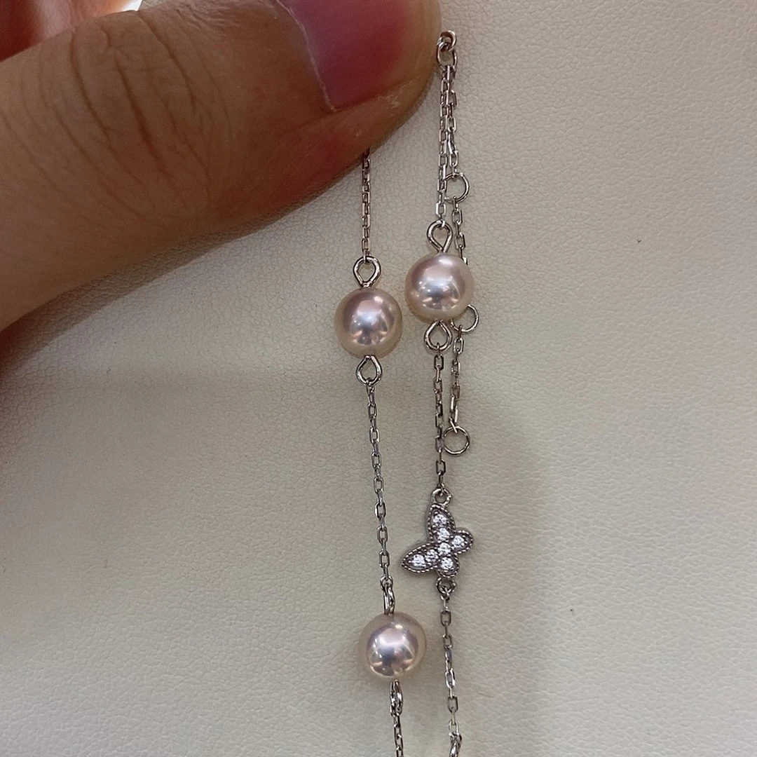 银S925镶嵌手链淡水珍珠