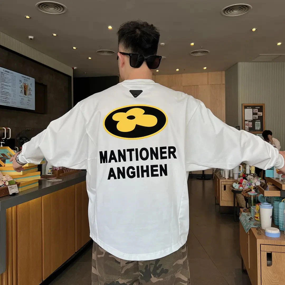 DB 男装秋季蝙蝠袖潮牌圆领长袖情侣款洋气百搭显瘦上衣-7301