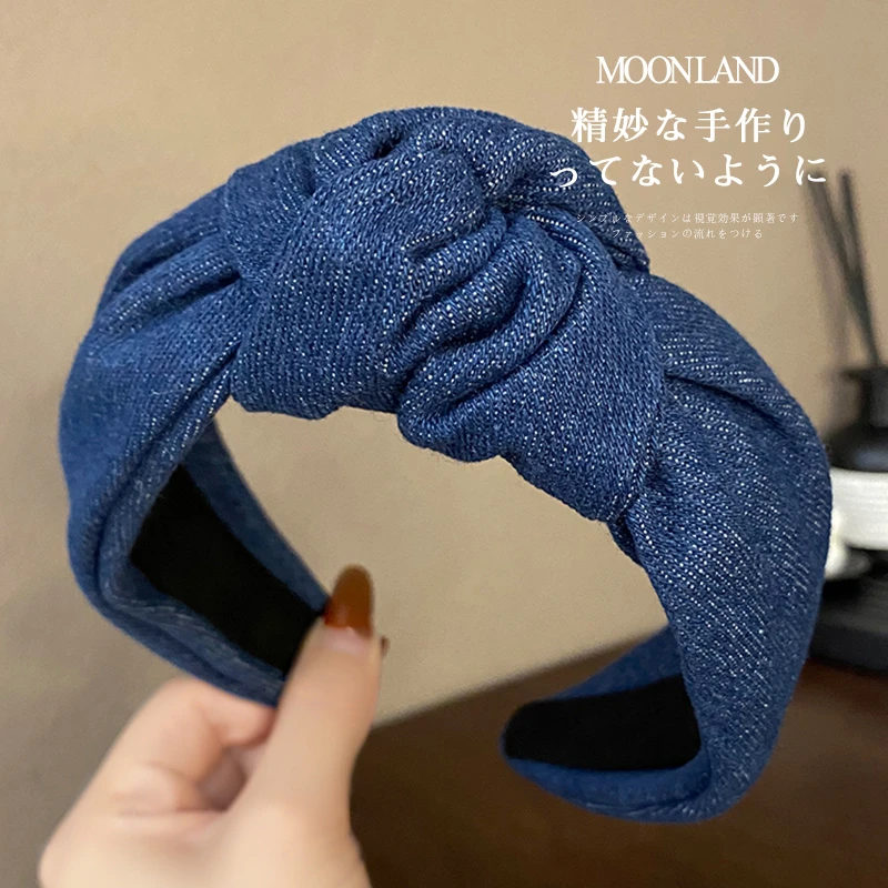 刘亦菲同款牛仔发箍女高颅顶显脸小发卡外出百搭发捆洗脸头箍头饰