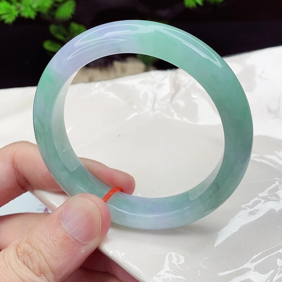 足银镀金镶嵌手镯翡翠57.8圈