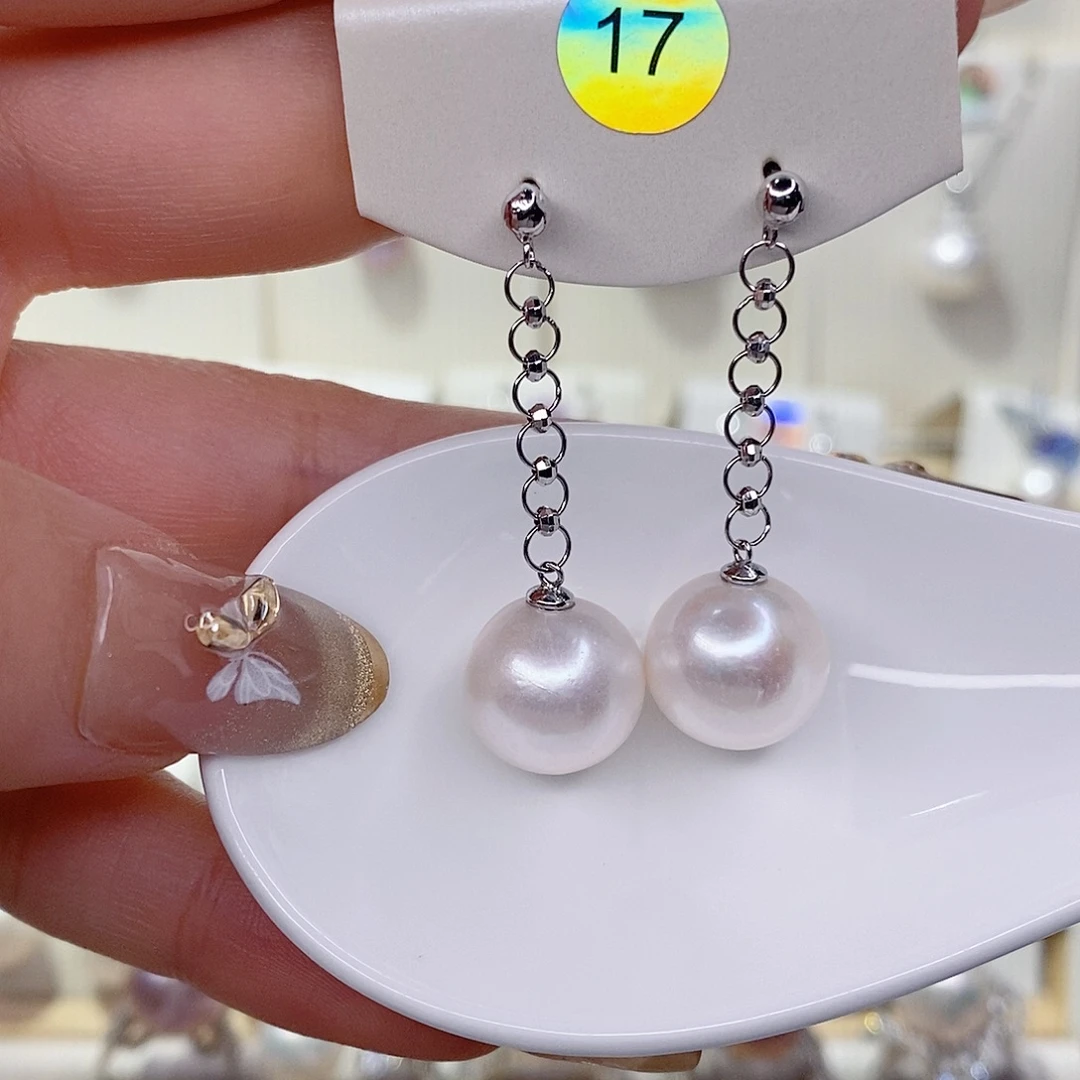 银S925镶嵌耳饰淡水珍珠12➕