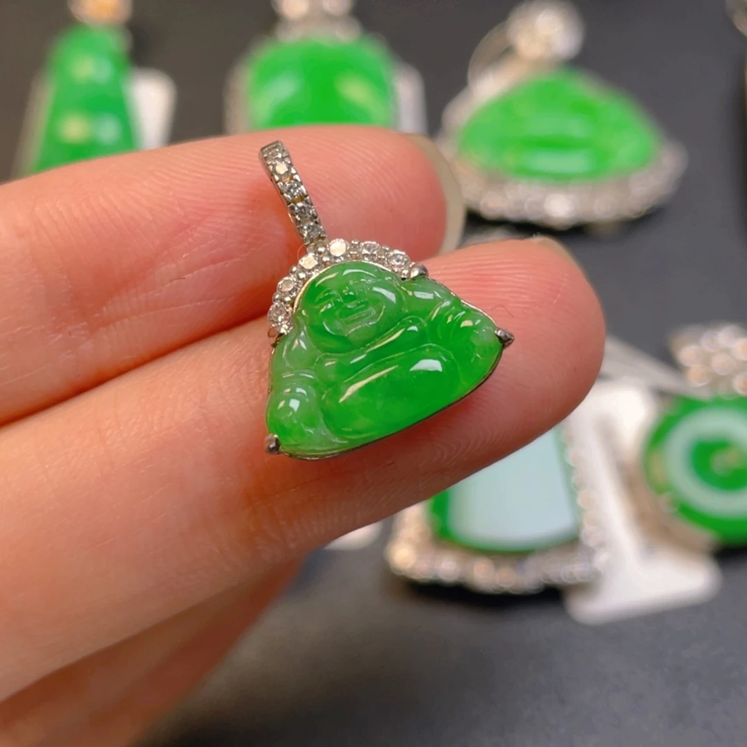 翡翠银S925镶嵌吊坠(不含链)