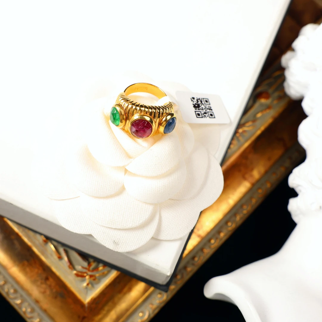 95新 DIOR/迪奥 柚礼中古/迪奥三色琉璃戒指LF506016