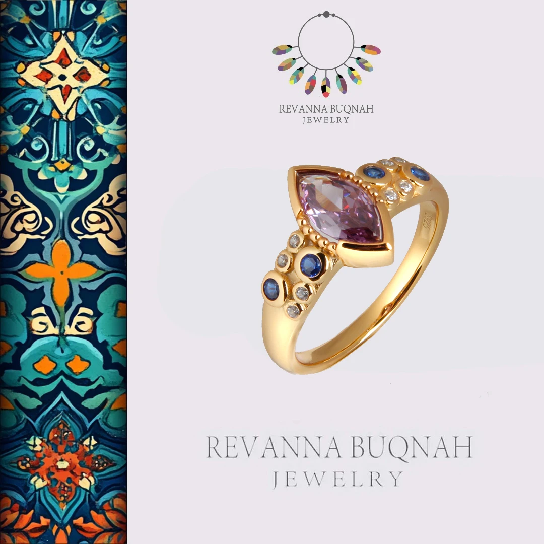 925银合成锆石戒指 REVANNA沙特原创银饰戒指珠宝【哈菲兹  Hafiz】