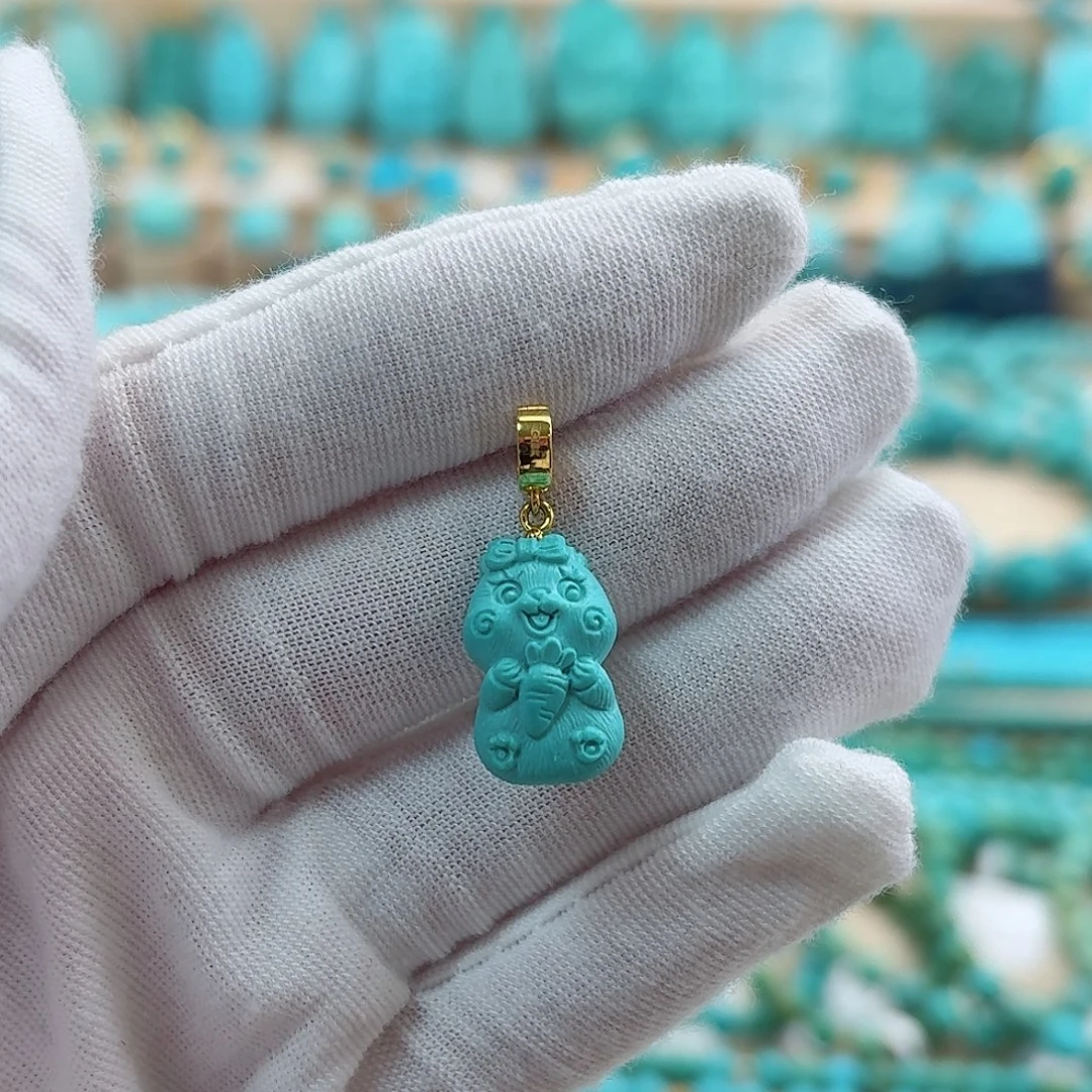 绿松石18K金镶嵌珠宝奇石