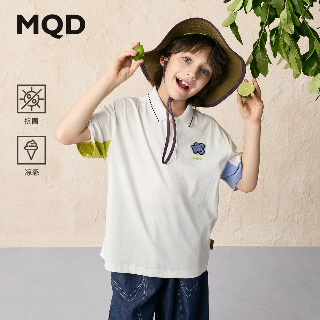 【设计师系列】MQD童装25夏季新款时尚翻领T恤9652W0435