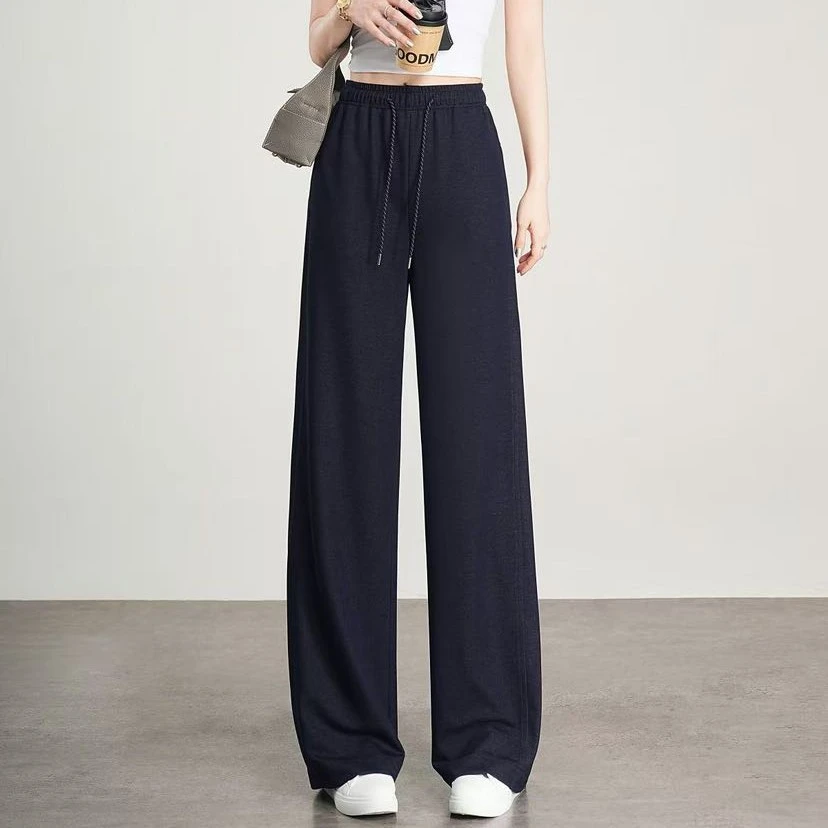 新款时尚洋气百搭牛仔蓝莫代尔直筒裤68869