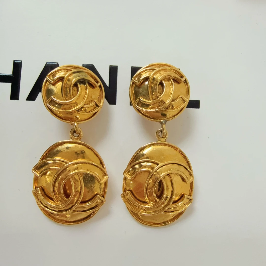 95新 Chanel/香奈儿 Chanel vintage香奈儿中古素金耳夹