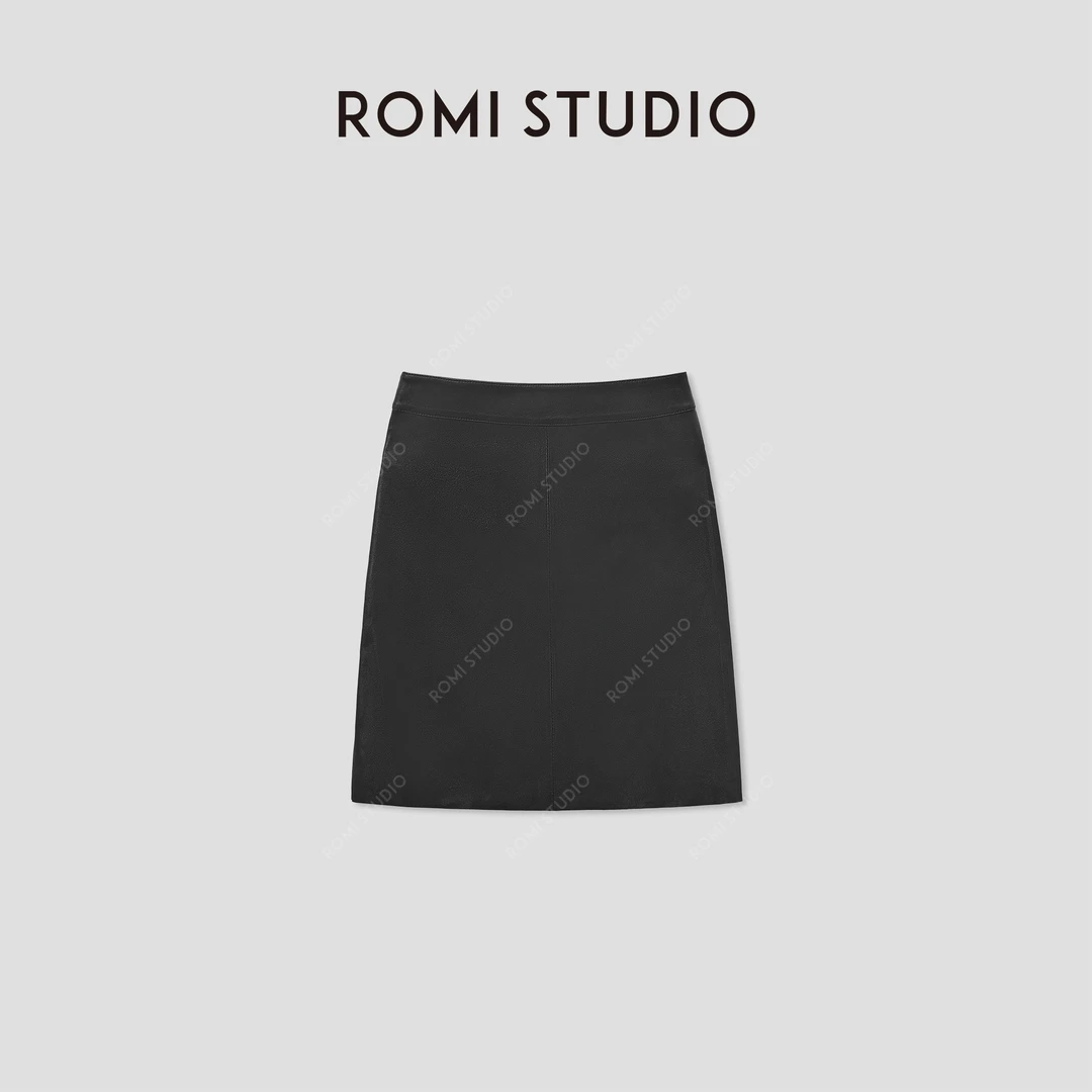 ROMI STUDIO 100%法国进口弹力绵羊皮超薄短款皮半裙 RWBWWT1482