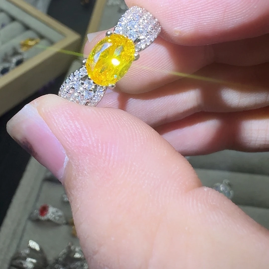 托帕石戒指银S925镶嵌