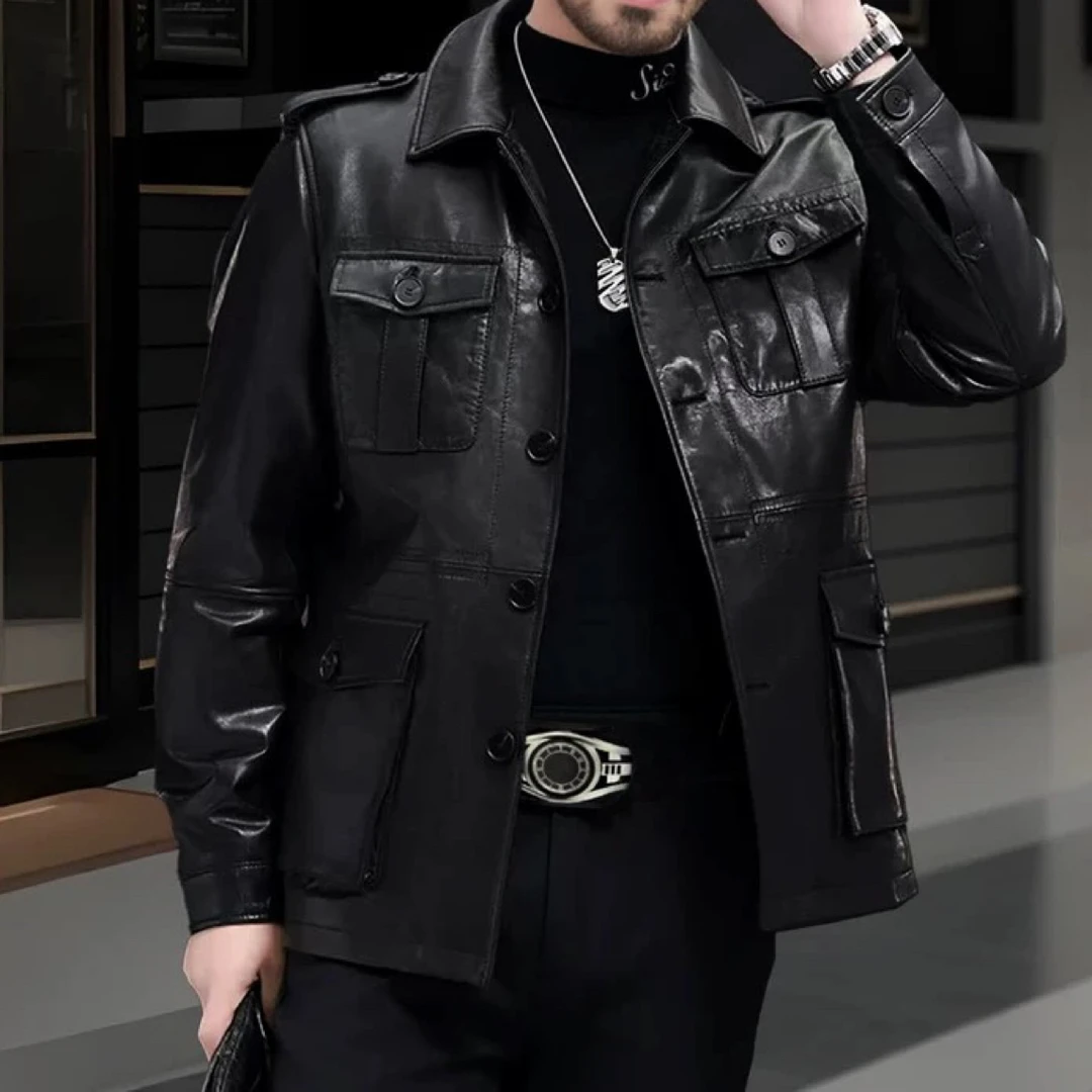 头层纯牛皮真皮皮衣男夹克2025秋冬猎装桑蚕丝内胆高端外套