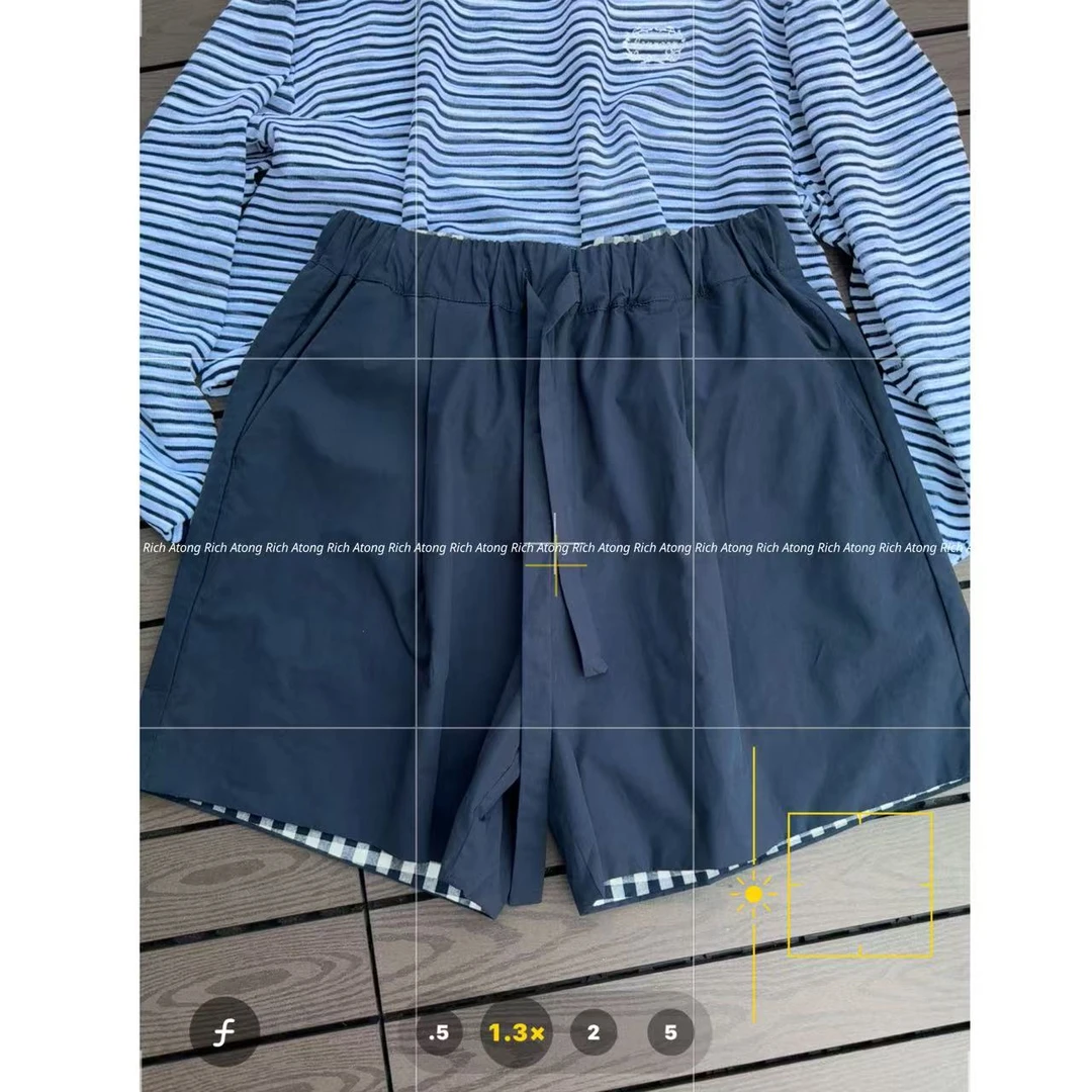 atong/阿彤-【AB格子】-2025 春夏抽绳松紧腰双面穿短裤0326-18