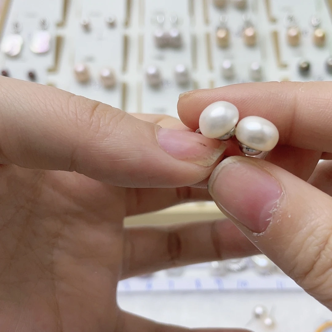 K***u银S925镶嵌耳饰淡水珍珠