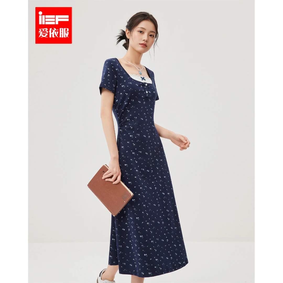 IEF/爱依服2025早秋新款法式纯欲温柔小女人气质碎花显瘦连衣长裙
