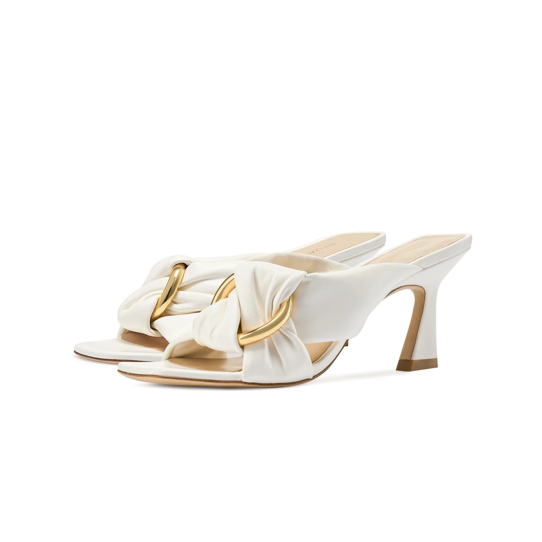 StuartWeitzman【商场同款】CECE SLIDE 75 米色纳帕皮凉鞋