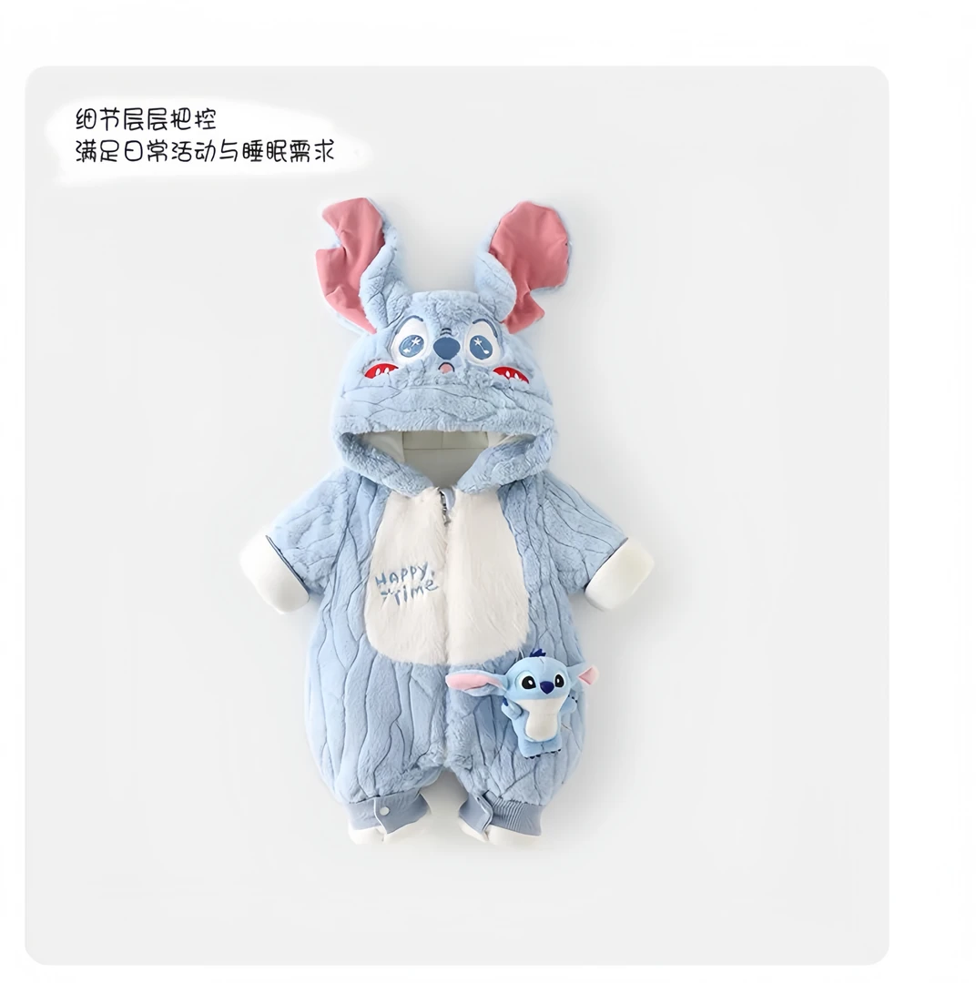 BBQ婴幼儿宝宝衣服可爱史迪仔秋冬连体衣新款爬服