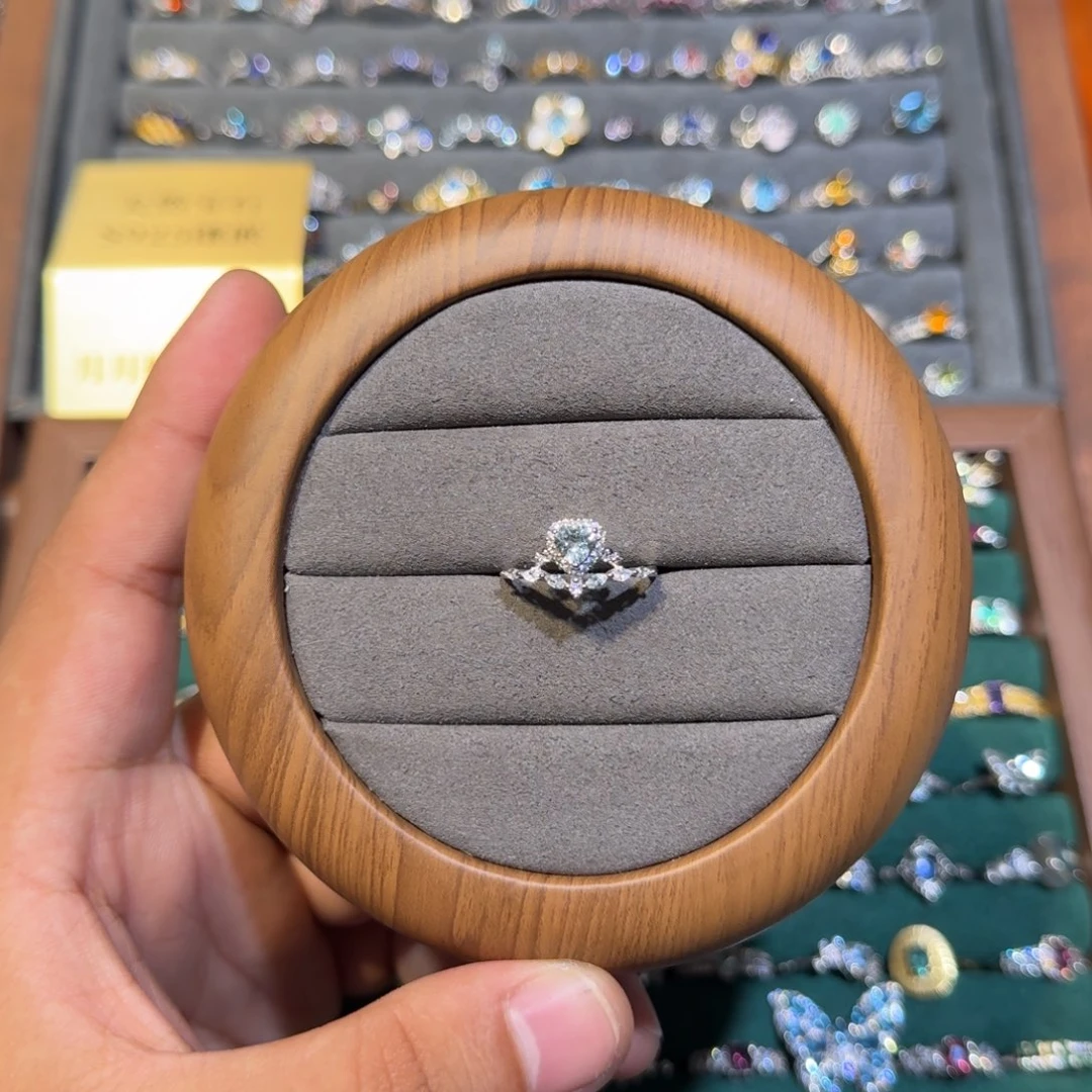 银S925镶嵌戒圈海蓝宝石