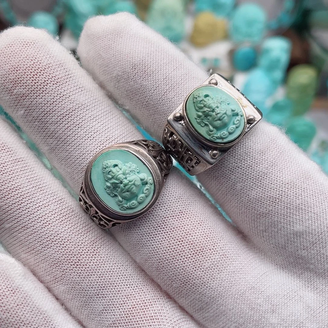 绿松石银S925镶嵌戒指