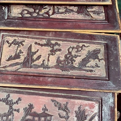 汉***阁木雕木头木头4片80