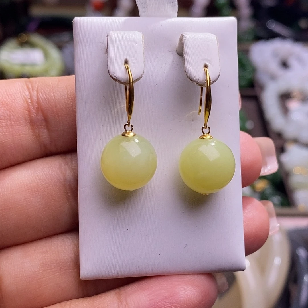 颈饰未镶嵌和田玉收藏级新疆若羌黄口老矿料鸡油黄金镶耳环12