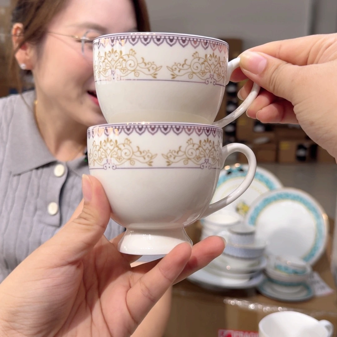 骨瓷咖啡杯220ml6个外贸尾单