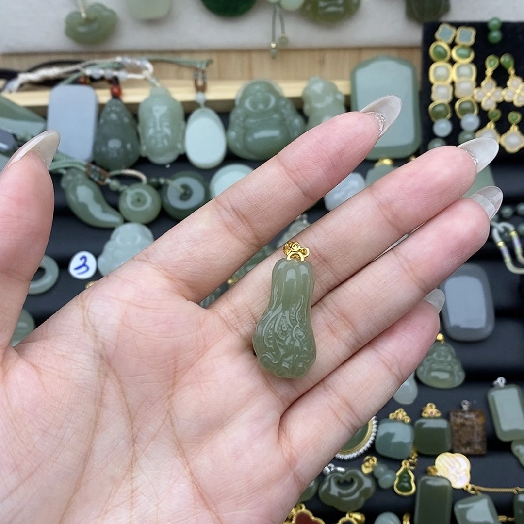 吊坠(不含链)银S925镶嵌和田玉