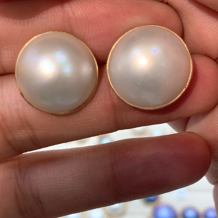 【闪购商品】耳饰拼合珍珠（马贝珠）18K金镶嵌