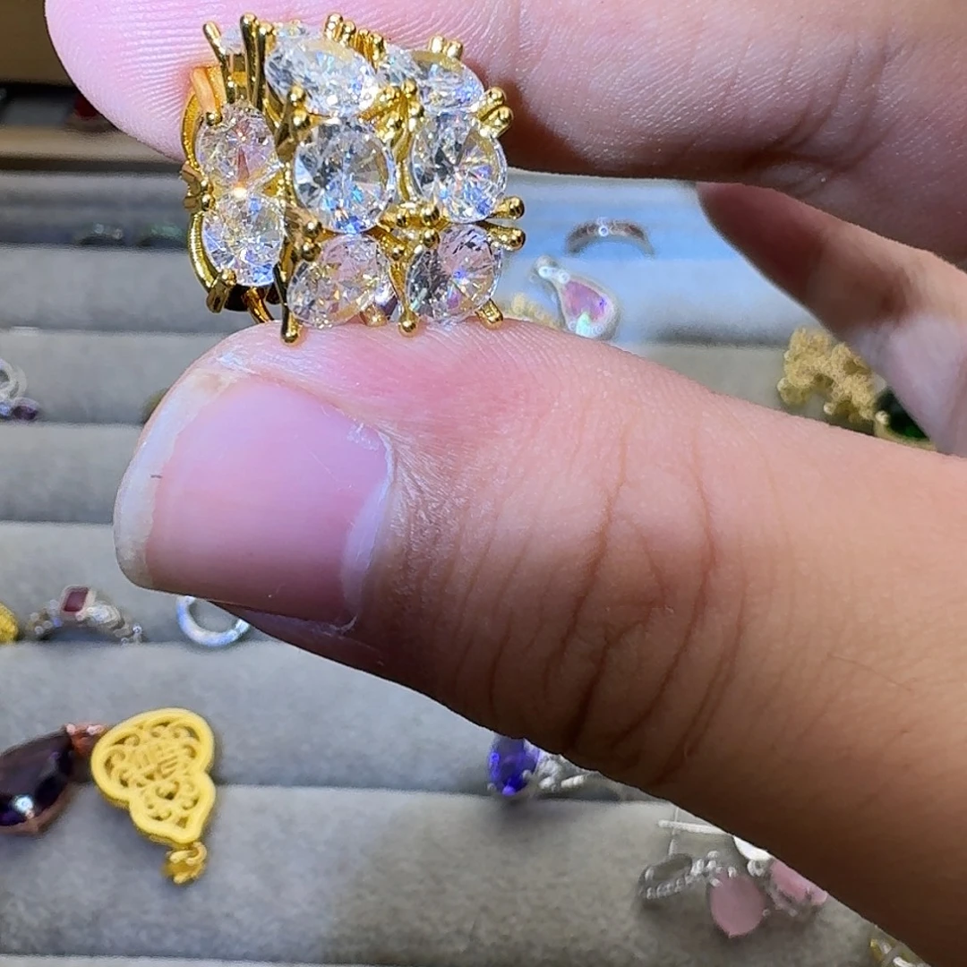 戒指银S925镶嵌水晶