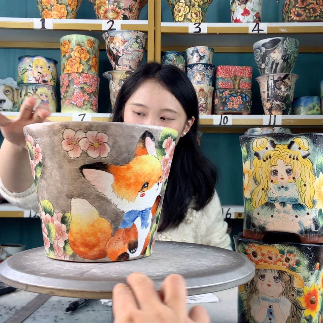 景德镇手工花盆陶瓷2