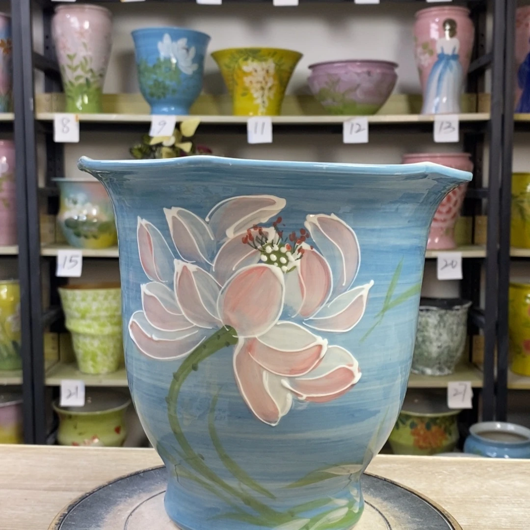 景德镇手工手绘陶瓷花盆