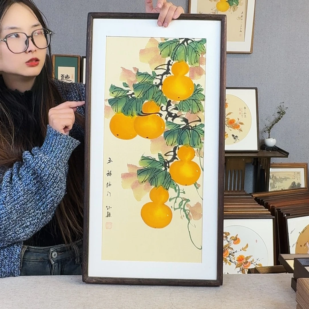 书法手绘带框尺寸： 36*69