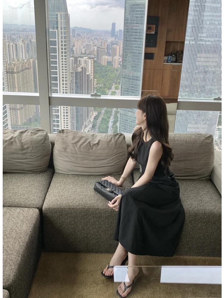 【愉悦】气质显瘦修身长款无袖连衣裙夏季包臀性感长裙81005