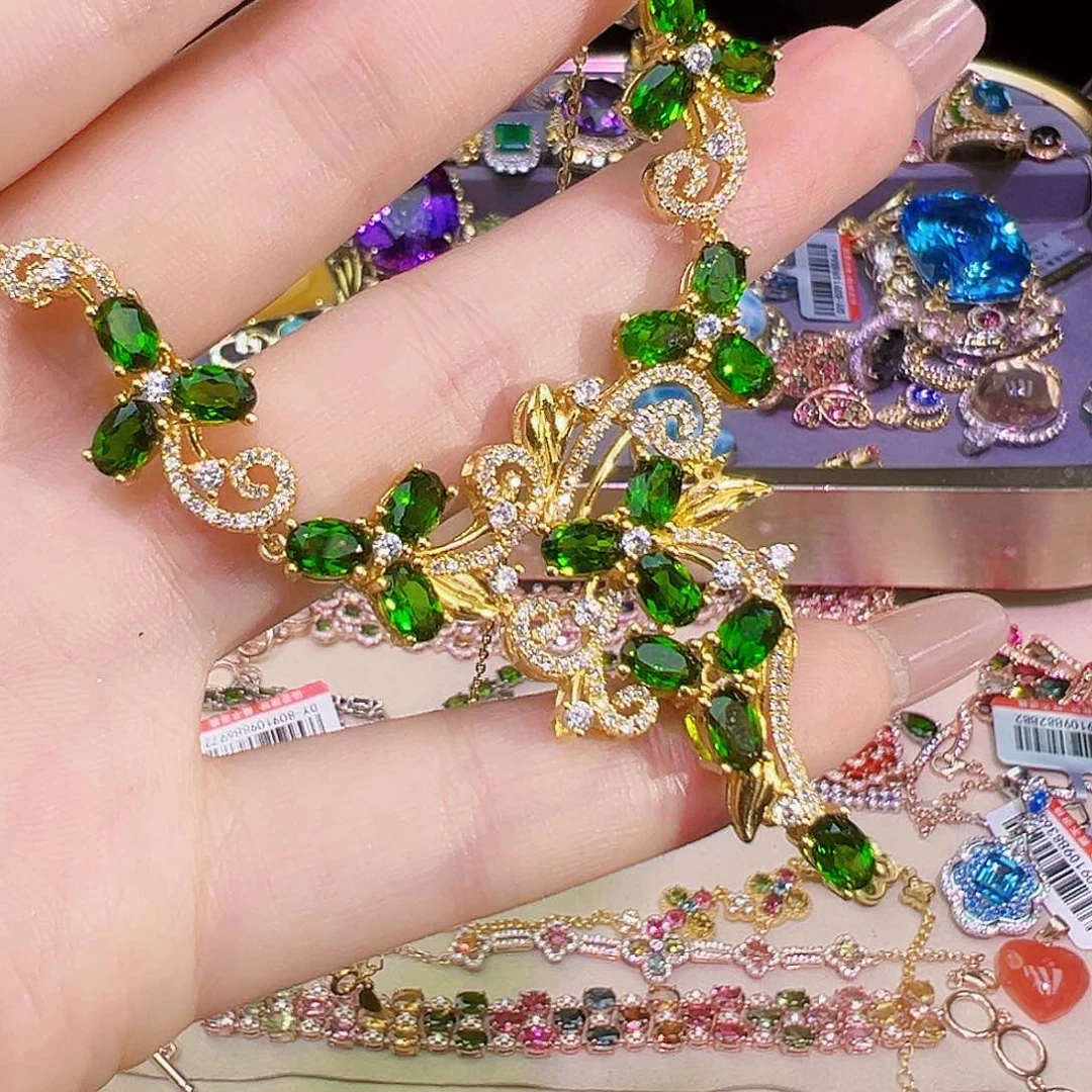 套链透辉石银S925镶嵌