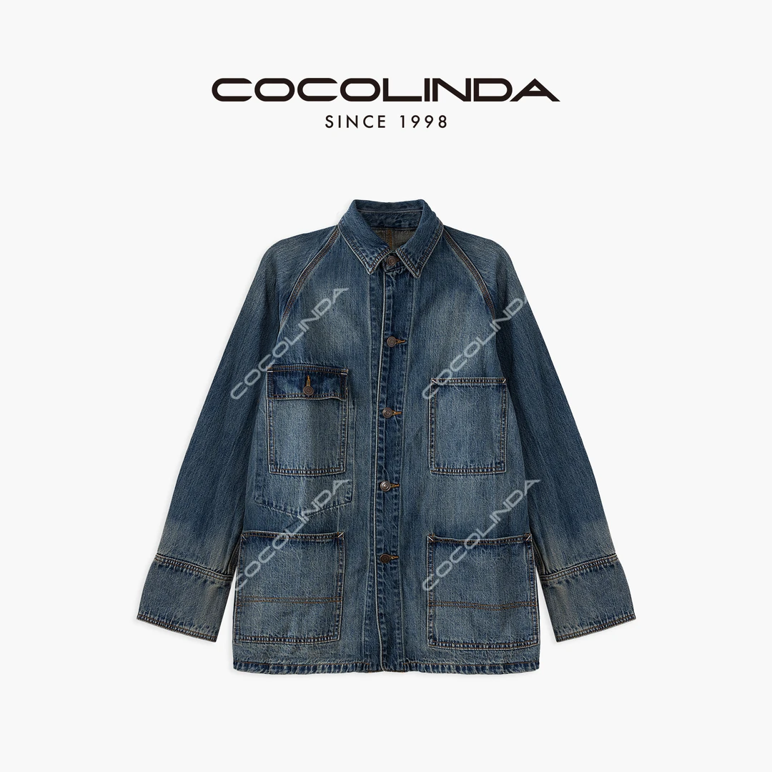 COCOLINDA | 拉夫风 100%棉复古工装风窄身版牛仔外套N2811