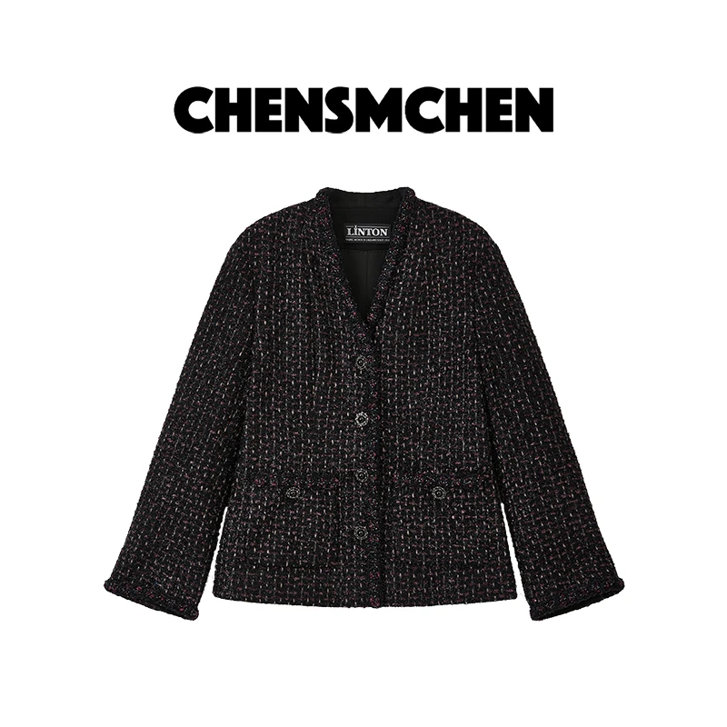 CHENSMCHEN 进口LINTON粗花呢编织小香外套经典优雅上衣CSW5663TT