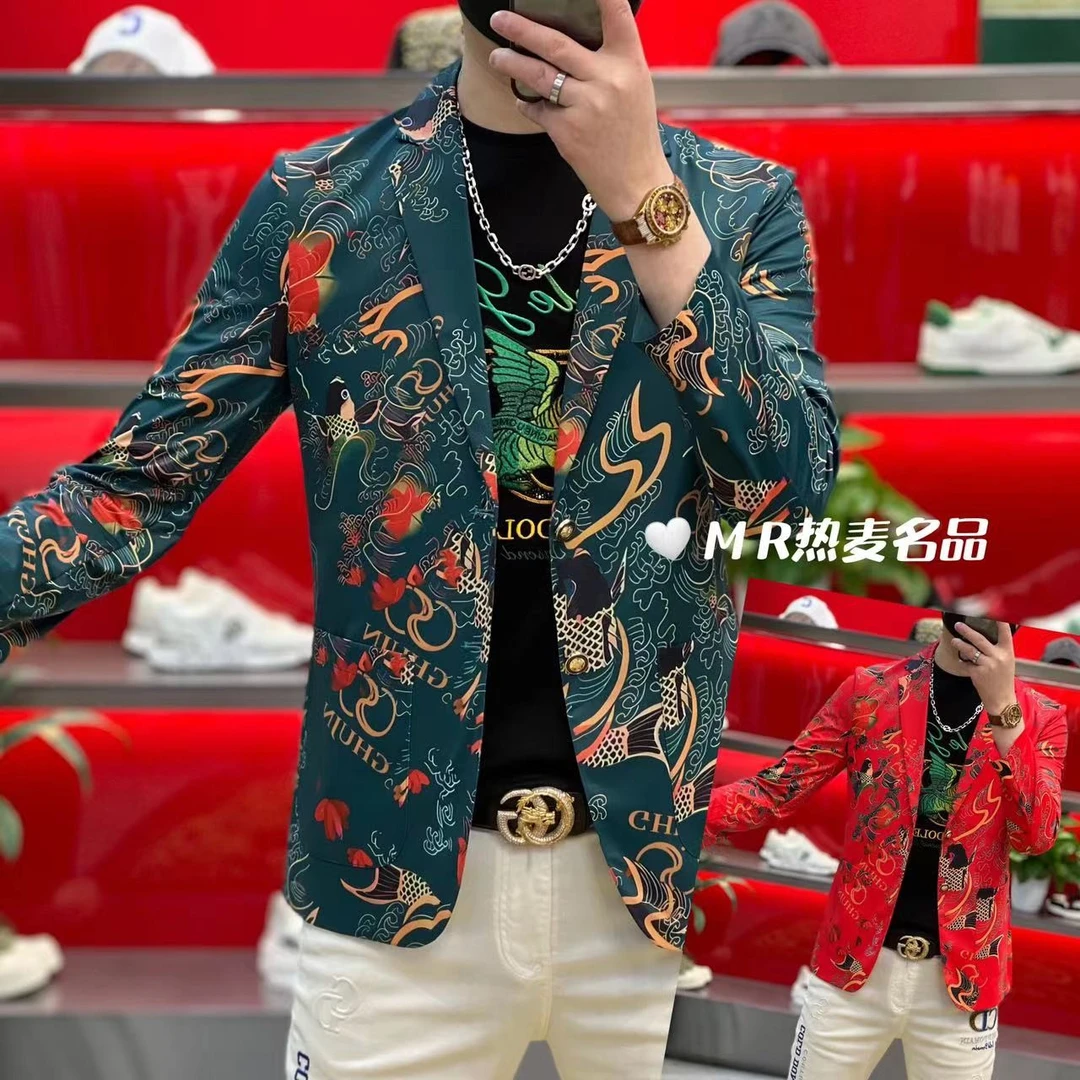 【热麦甄选】春夏西装弹力富贵锦鲤25款男士修身高端免熨烫休闲外套