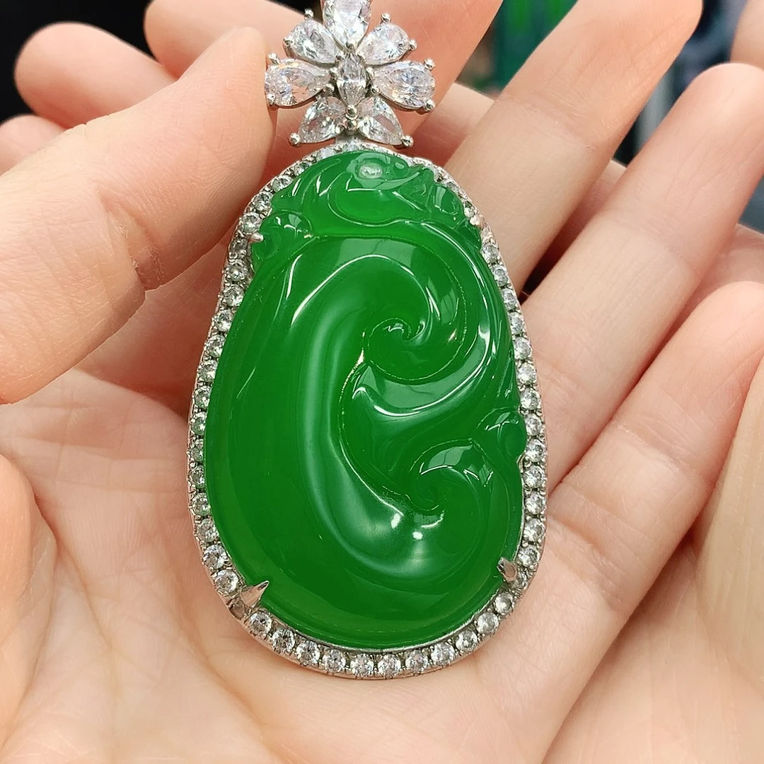 银S925镶嵌吊坠玛瑙/玉髓