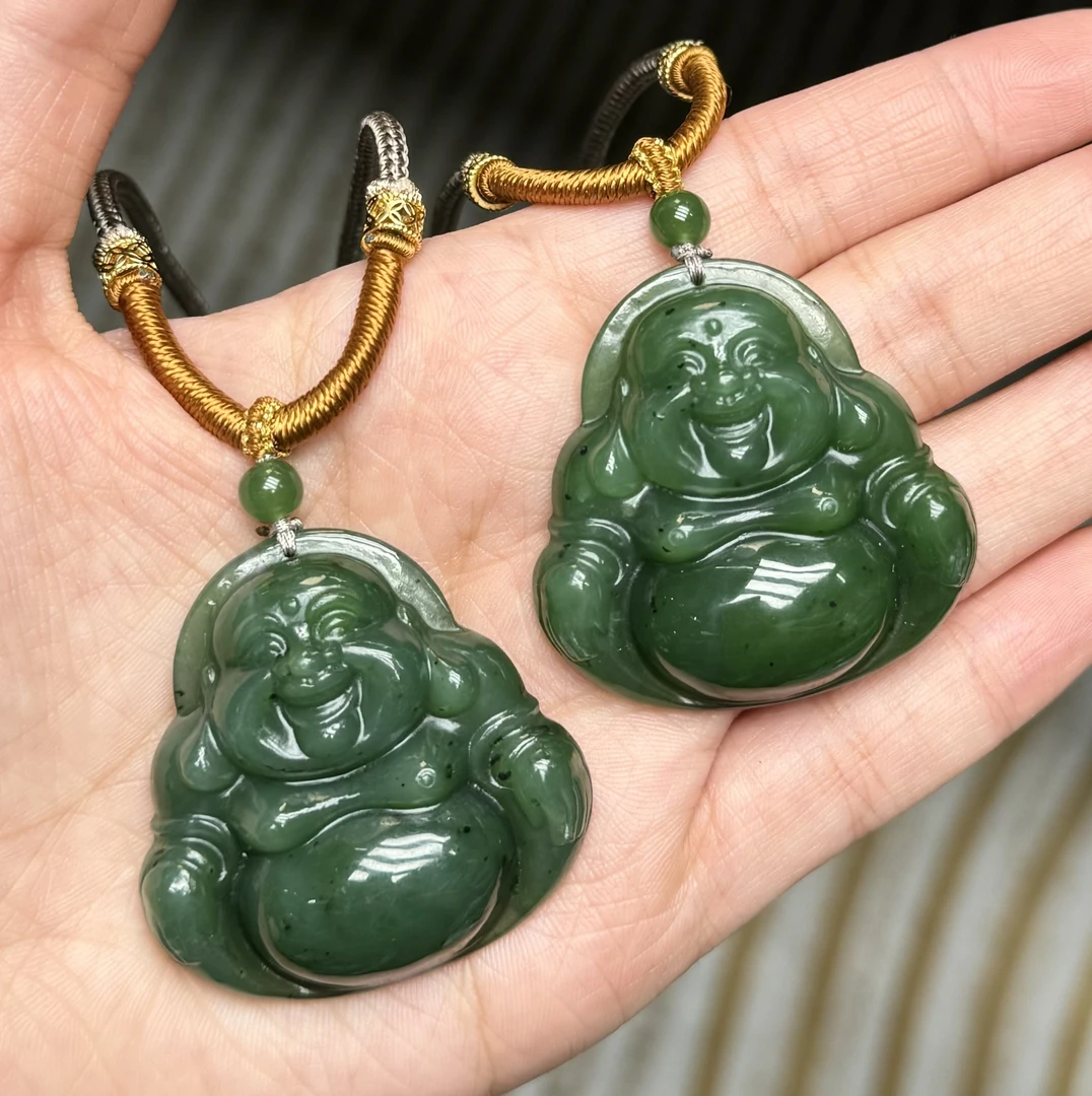 和田玉碧玉猕猴桃佛公吊坠需包容（多样性发其一）