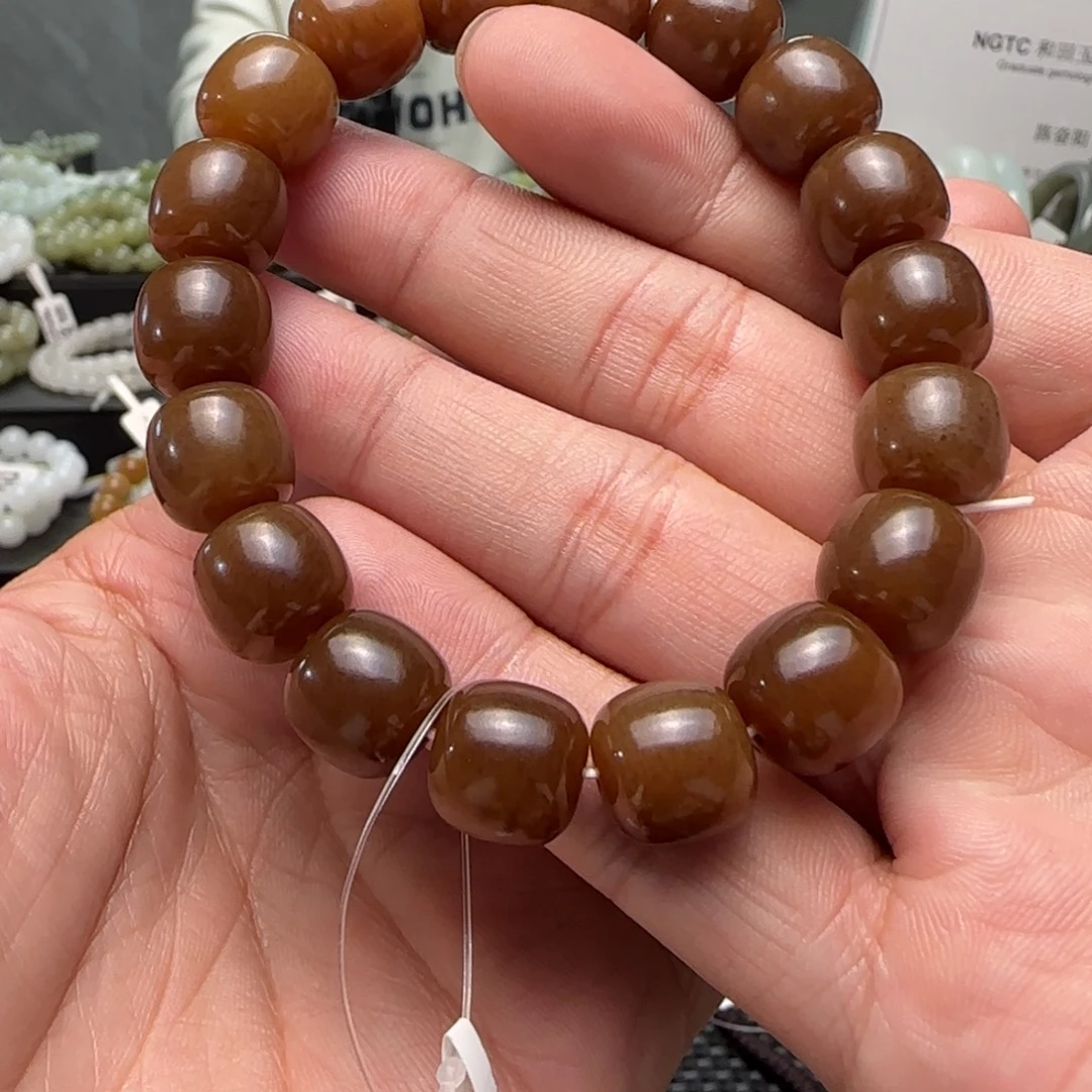 突***我和田玉（糖玉）未镶嵌手串金山糖卡12