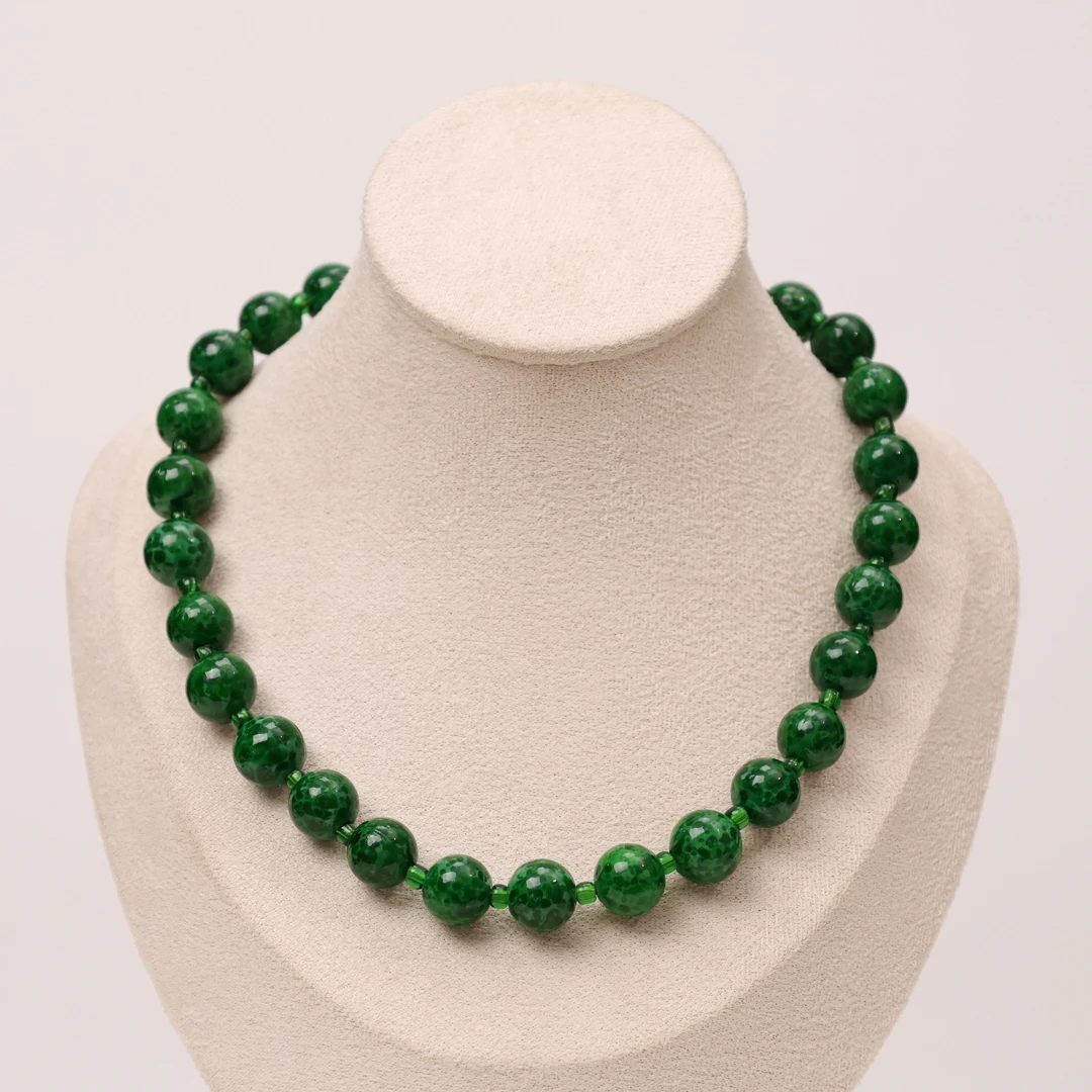 合金项链 合金项链 LZ0807 12mm绿蛙满串绿色蛙皮琉璃项链39cm